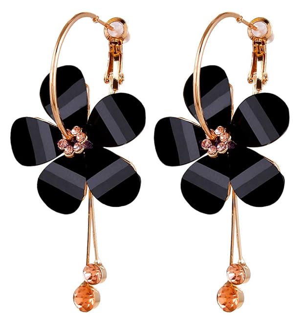 Gold Plated Floral Dangle Earrings – Chic Blossom Elegance 🌸✨
