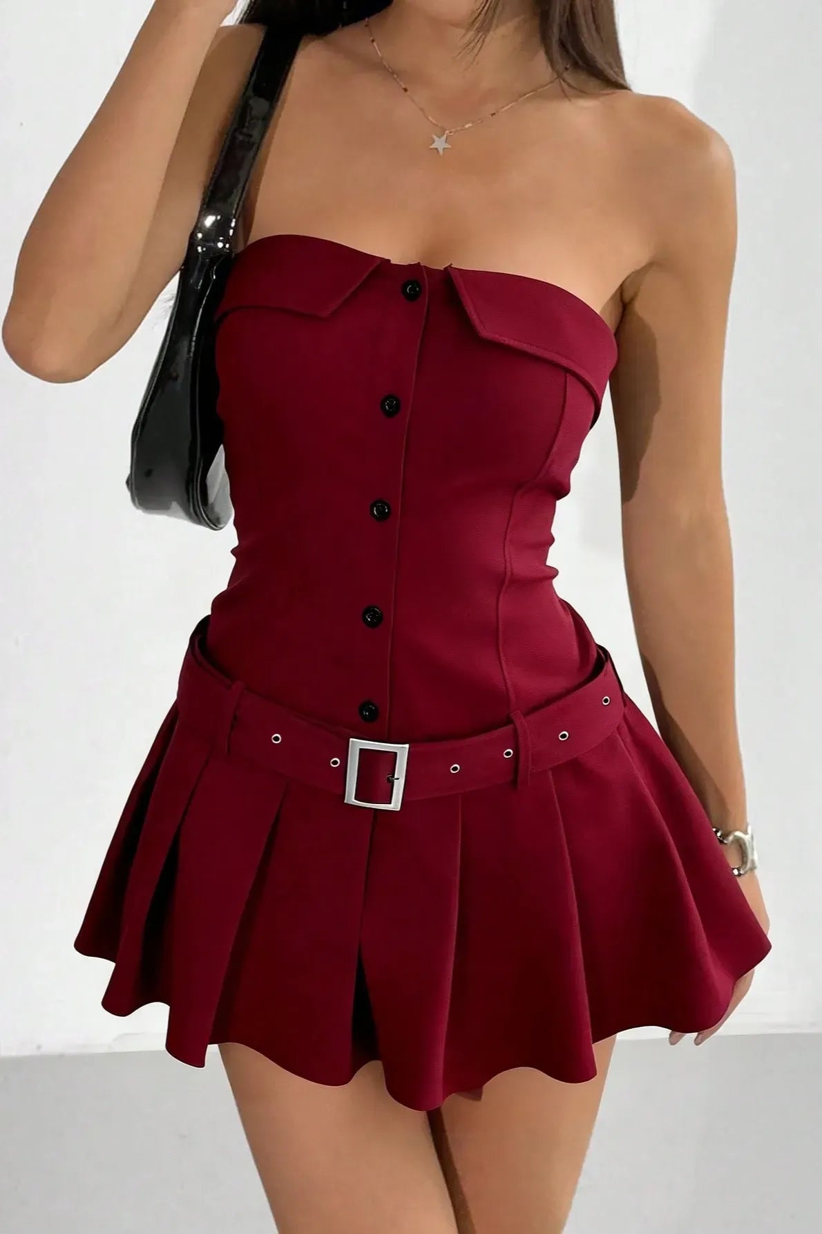 Red Belted Tube Mini Dress for Women | Bold Party & Night Out Wear