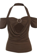 Brown Cut-Out Halter Neck Top – Bold Chic Edition