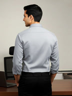 Grey Plain Cotton Casual Shirt for Men