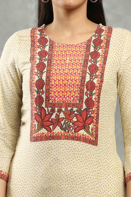 Beige Viscose Straight Kurta – Elegant Everyday Ethnic